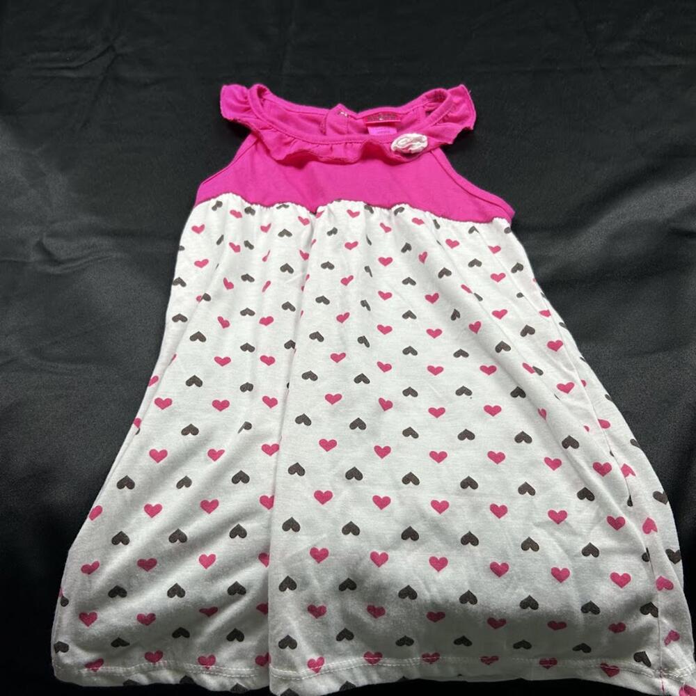 💗 Buster Brown Girls Pink Heart Dress – Size 4T – Tank Sleeve‎